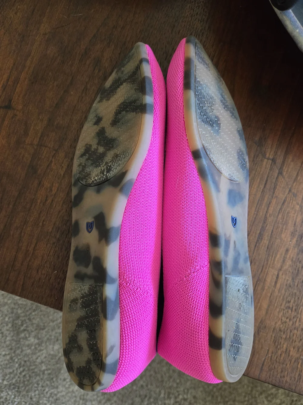 Rothy's Pointed Slip-On Flats in Neon Pink Knit